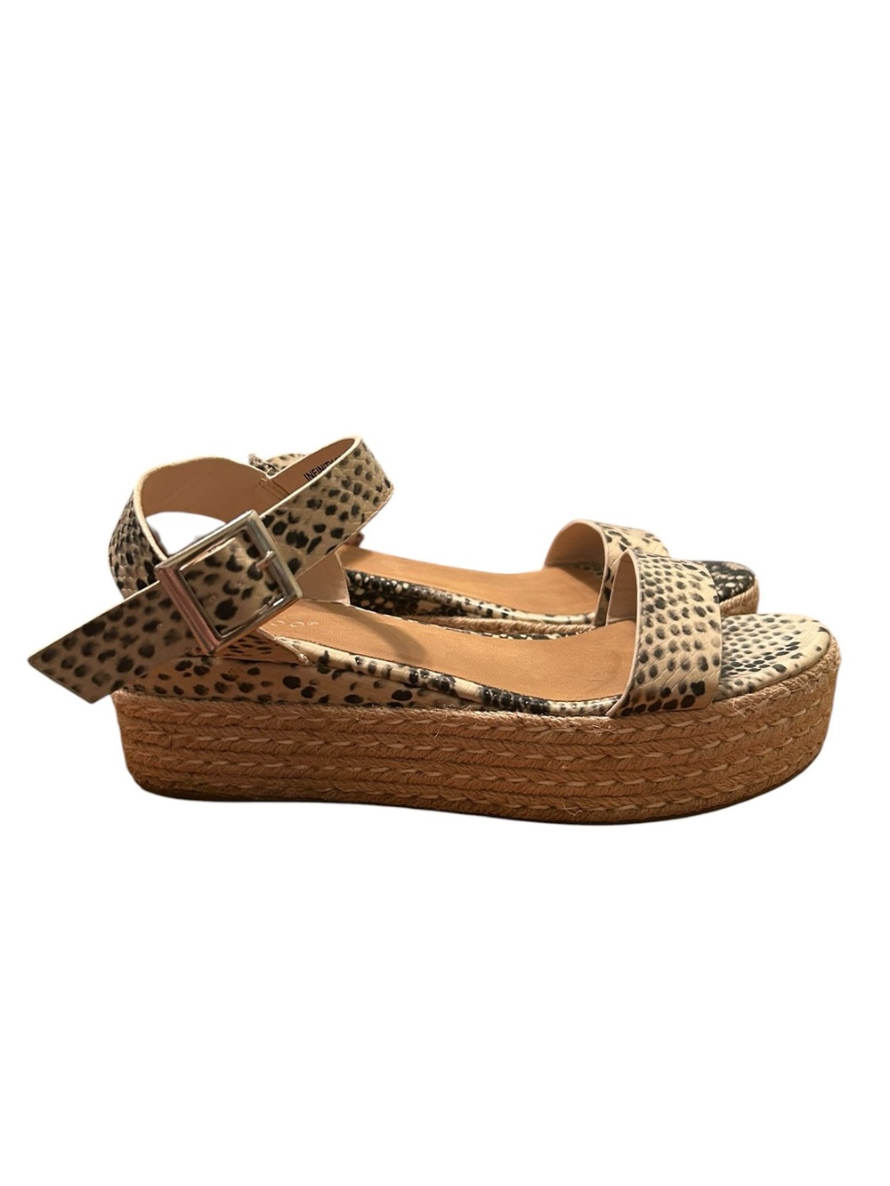 Bamboo Cream Black Snakeskin Print Infinity Espadrille Sandals Womens 7.5